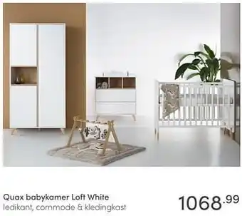 Quax babykamer loft white ledikant, commode + kledingkast