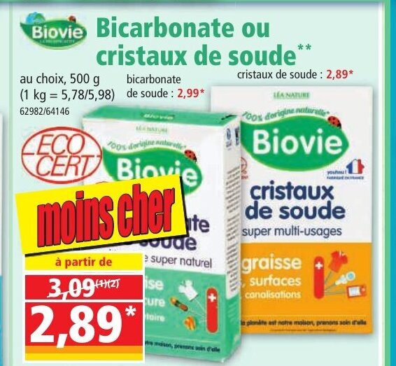 Biovie Bicarbonate Ou Cristaux De Soude 500 g promotie bij Norma