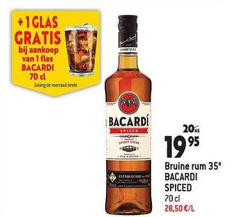 Louis Delhaize Bruine rum 35° bacardi spiced aanbieding