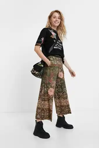 Culottebroek met hindoe-inspiratie - GREEN - L