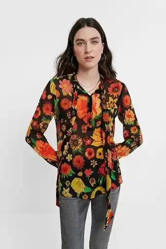 Desigual Zijden shirt met strik - BLACK - XS aanbieding