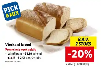 Lidl Vierkant brood 2 x 850 g aanbieding