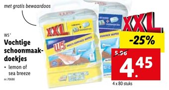 Lidl W5 Vochtige schoonmaak-doekjes 4 x 80 stuks aanbieding