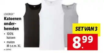 Lidl Livergy Katoenen onderhemden set van 3 aanbieding