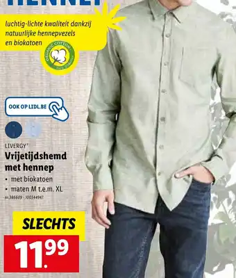 Lidl Livergy Vrijetijdshemd met hennep aanbieding
