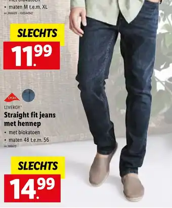 Lidl Livergy Straight fit jeans met hennep aanbieding