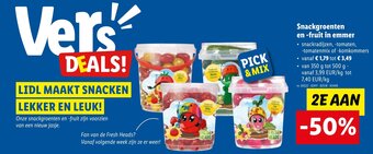 Snackgroenten en -fruit in emmer