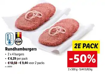 Lidl Rundhamburgers 2 x 500 g aanbieding