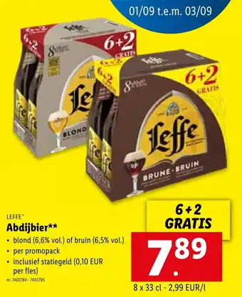 Lidl Leffe Abdijbier 8 x 33 cl aanbieding