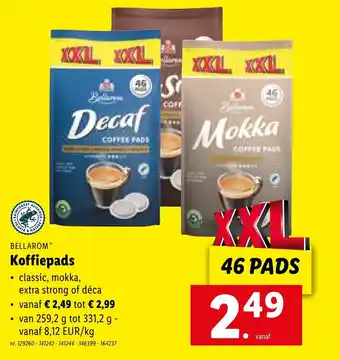 Lidl Bellarom Koffiepads 46 pads aanbieding