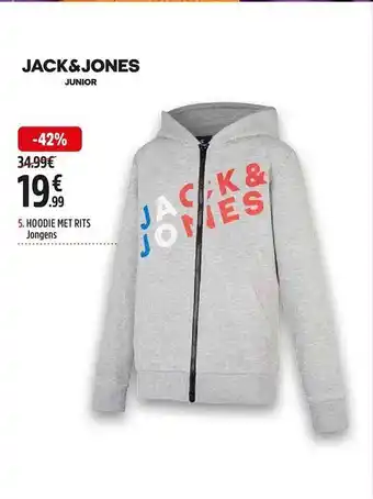 Intersport Jack&jone hoodie met rits jongens aanbieding