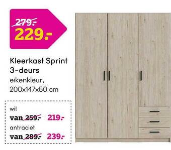 Leen Bakker Kleerkast sprint 3-deurs aanbieding