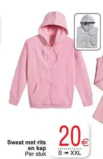 Cora Sweat met rits en kap aanbieding