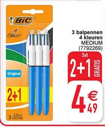 Cora 3 balpennen 4 kleuren medium aanbieding
