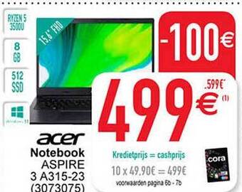 Cora Acer notebook aspire aanbieding