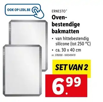 Ernesto Oven-bestendige bakmatten 30 x 40 cm set van 2