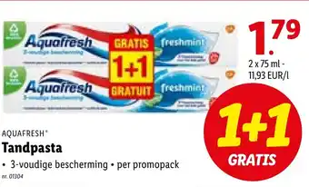 Lidl Aquafresh Tandpasta 2 x 75 ml aanbieding