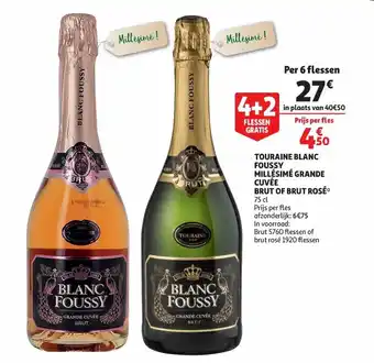 Auchan Touraine Blanc Foussy Millésimé Grande Cuvée Brut of Brut Rosé aanbieding