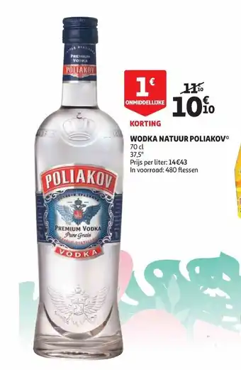 Auchan Wodka Natuur Poliakov aanbieding
