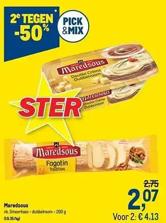 Makro Maredsous smeerkaas - dubbelroom 200g aanbieding