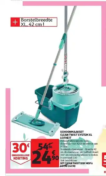 Auchan Schoonmaakset Clean Twist System XL Leifheit aanbieding