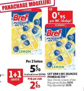 Auchan Lot Van 3 WC-Blokjes Power Activ aanbieding