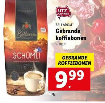 Lidl Gebrande koffiebonen aanbieding