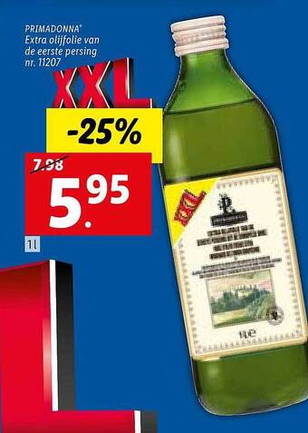 Lidl Primadonna extra olijfolie van de eerste persing aanbieding