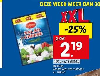 Lidl Milbona zachte kaas voor salades aanbieding