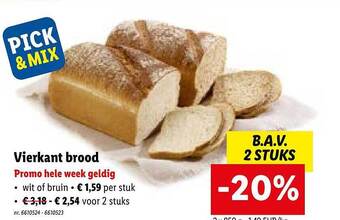 Lidl Vierkant brood aanbieding