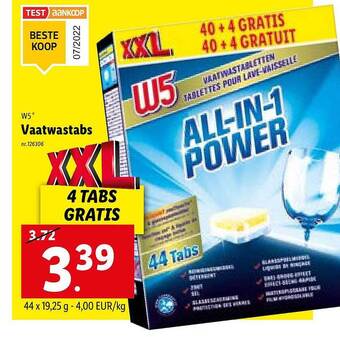 Lidl W5 vaatwastabs aanbieding