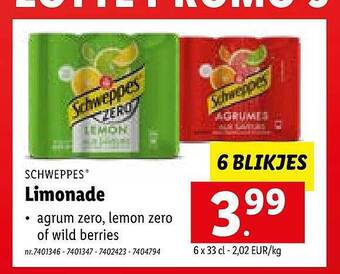 Lidl Schweppes limonade aanbieding