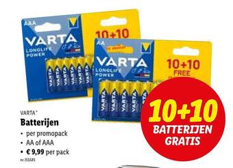Lidl Varta batterijen aanbieding