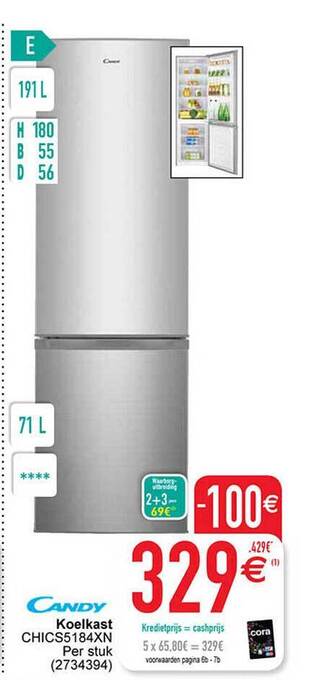 Cora Candy koelkast aanbieding