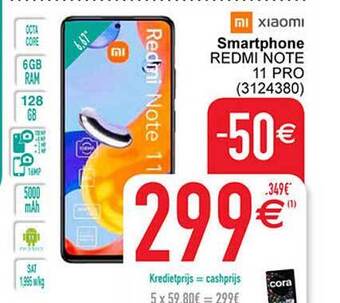 Cora Xiaomi smartphone redmi note 11 pro aanbieding