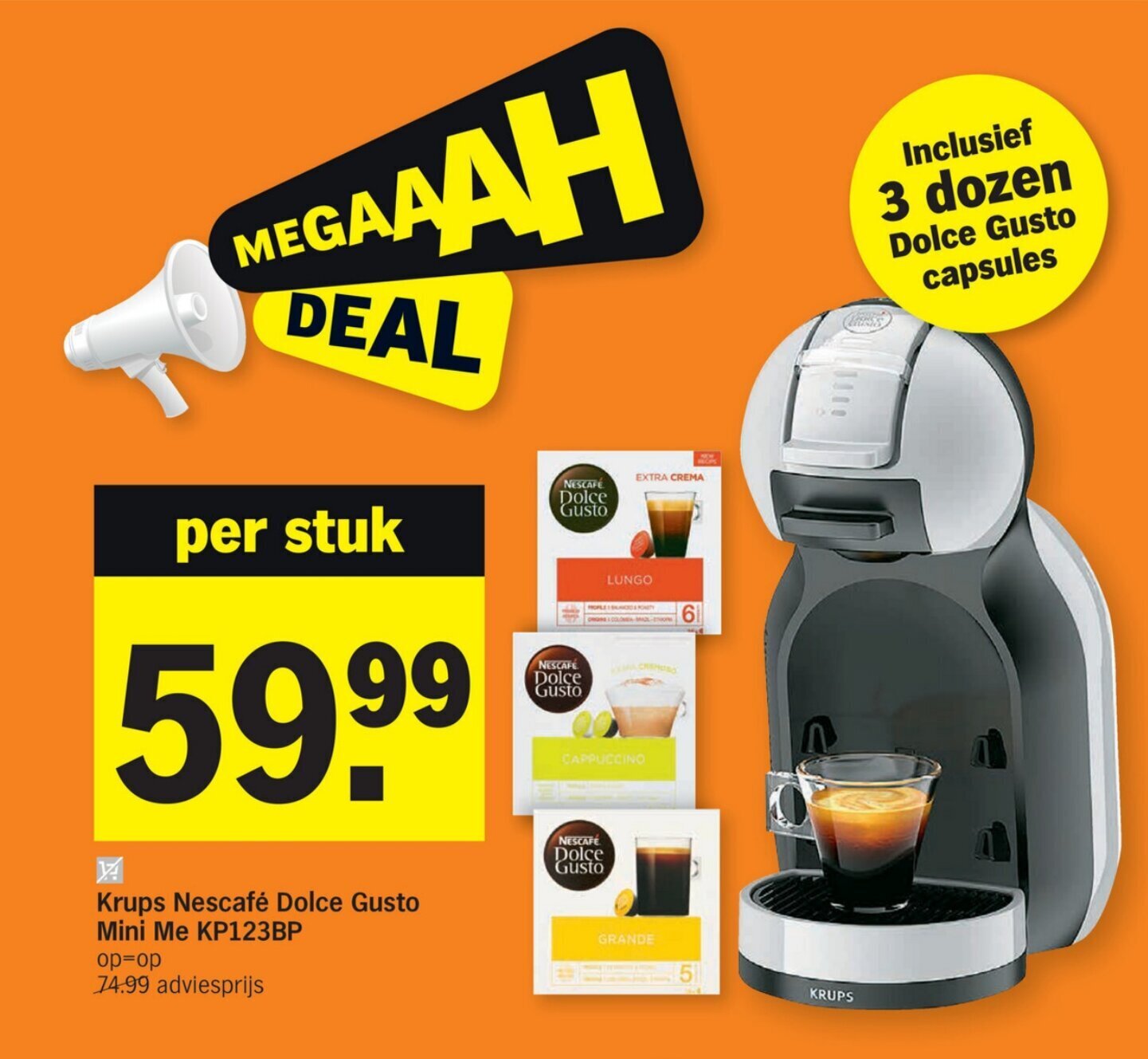 Krups nescafe dolce gusto mini me KP123BP promotie bij Albert Heijn