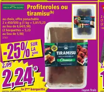 Norma Profiteroles ou Tiramisu aanbieding