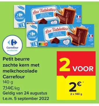 Petit Beurre Zachte Kern Met Melkchocolade Carrefour 140g