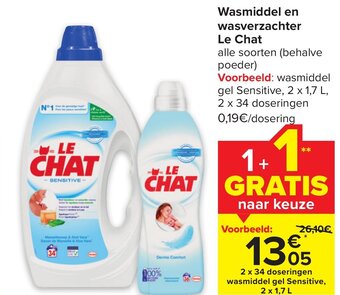 Carrefour Market Le Chat Wasmiddel en Wasverzachter aanbieding