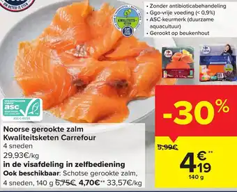 Carrefour Market Noorse Gerookte Zalm Kwaliteitsketen Carrefour 4 Sneden aanbieding