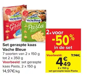 Carrefour Market Vache Bleue Set Geraspte Kaas aanbieding