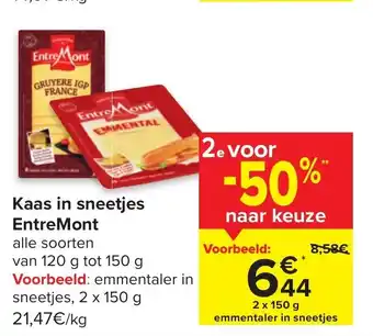 Carrefour Market EntreMont Kaas in Sneetjes aanbieding
