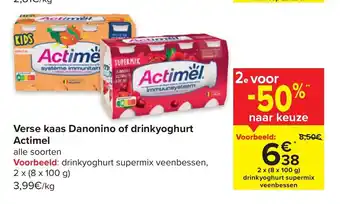 Carrefour Market Actimel Verse kaas Danonino of Drinkyoghurt aanbieding