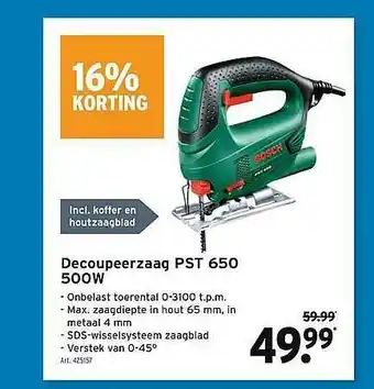 GAMMA Decoupeerzaag pst 650 500w bosch aanbieding