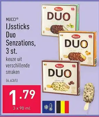 ALDI Mucci ijssticks duo senzations 3 st. 3x90 ml aanbieding
