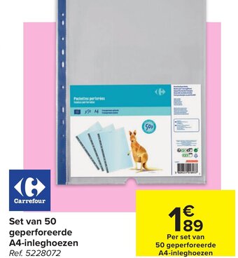 Carrefour Market Set van 50 Geperforeerde A4-Inleghoezen aanbieding