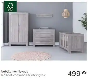 Baby & Tiener Babykamer nevada ledikant, commode + kledingkast aanbieding