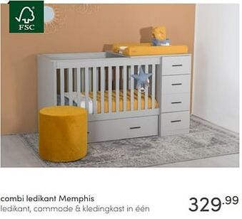 Baby & Tiener Combi ledikant memphis ledikant, commode + kledingkast in één aanbieding