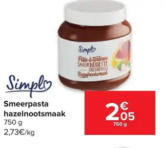 Carrefour Market Smeerpasta Hazelnootsmaak 750g aanbieding