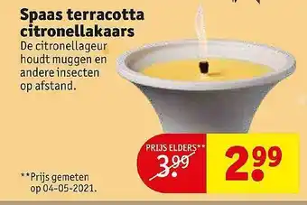 Kruidvat Spaas terracotta citronellakaars aanbieding
